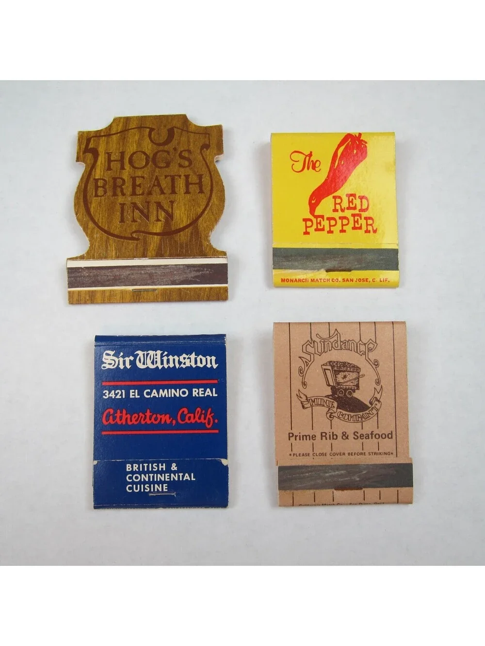 4 Vintage Matchbook Covers Hogs Breath Inn Red Pepper Sir Winston Sundance CA